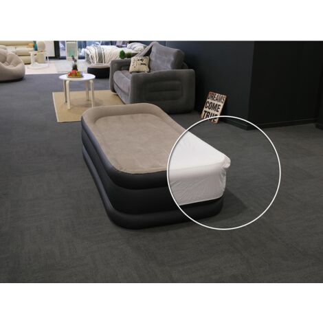 Pack matelas gonflable Deluxe Pillow Rest Raised 1 place Intex + Drap housse (1/4)