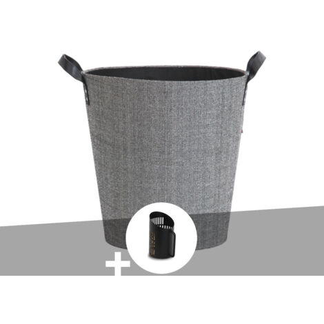 Panier à bûches et à granulés Dama rond gris + Pelle à granulés - Le Marquier (1/3)