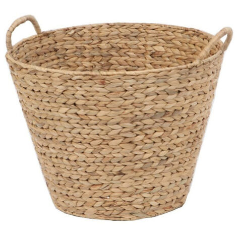 Le Marquier – Panier à bois en jacinthe d'eau tressée – Ø 44 cm x H 34 cm – Tenue rigide – 2 anses pour transport facile