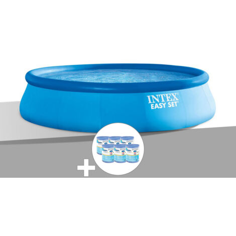 Intex – Piscine gonflable ronde Easy Set 4,57 x 1,22 m – Épurateur à cartouche 3,8 m³/h – Bâche de protection – Échelle de sécurité incluse