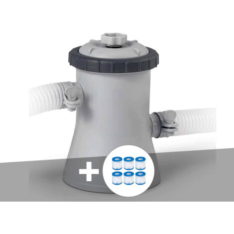 Intex – Epurateur à cartouche 1 m³/h – 6 cartouches H incluses – Débit de filtration pour piscines jusqu'à 4,5 m³ – Purge à air
