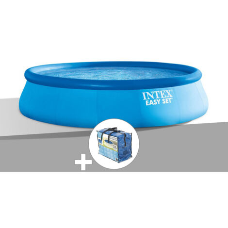 Intex – Piscine gonflable ronde Easy Set 4,57 x 1,22 m – Épurateur 3,8 m³/h – Bâche de protection – Échelle de sécurité incluse