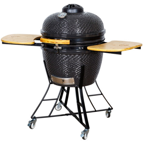 Barbecue charbon Kamado 24 – Cuve céramique pour cuisson directe et indirecte – Capacité 12 personnes – Dimensions 140x85x120 cm – Somagic