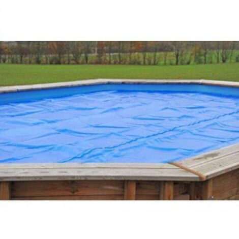 Bâche à bulles pour piscine bois octogonale 5,35 x 3,35 m – Épaisseur 400 microns – Compatible avec piscine Gré – Fabrication française (1/5)