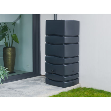Récupérateur d'eau de pluie mural 650 L – Couleur anthracite – Robinet intégré – Réservoir aérien pour petits espaces – Nature (1/3)