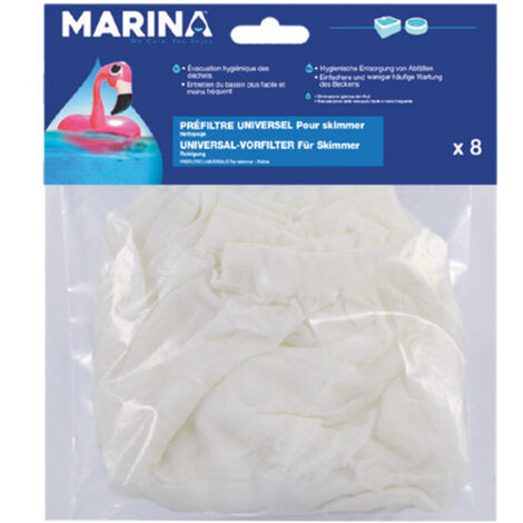 Lot de 8 préfiltres jetables pour panier de skimmer - Marina