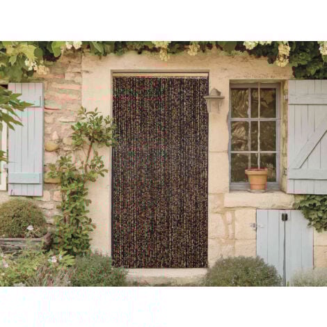 Rideau de porte en perles de bois carrée multicolore 90 x 200 cm - Morel