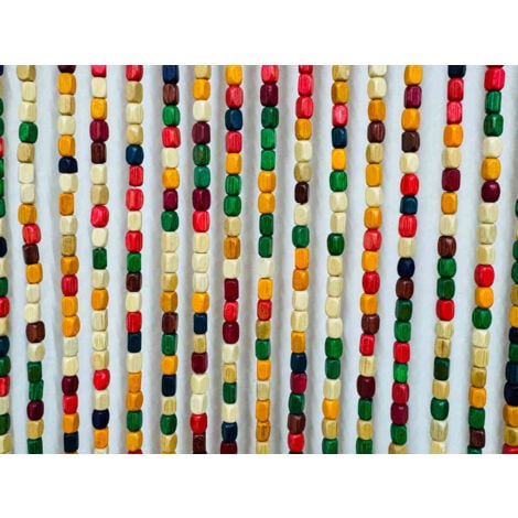 Rideau de porte en perles de bois carrée multicolore 90 x 200 cm - Morel