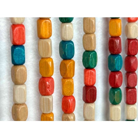 Rideau de porte en perles de bois carrée multicolore 90 x 200 cm - Morel