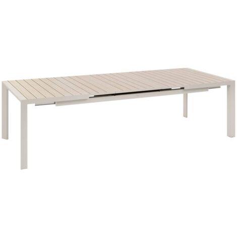 Hesperide – Table de jardin extensible rectangulaire 10 places – Aluminium traité époxy – Longueur 214/274 cm – Design effet bois lin et argile
