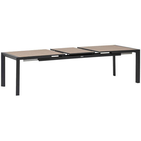 Table de jardin rectangulaire extensible en aluminium Evasion Honey/Graphite 8/10 places + 10 fauteuils Piazza - Hespéride (1/3)