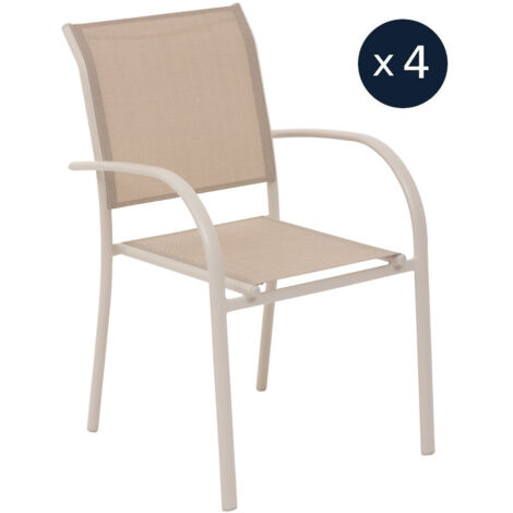 Lot de 4 fauteuils de jardin en texaline Piazza Lin/Argile - Hespéride (1/4)