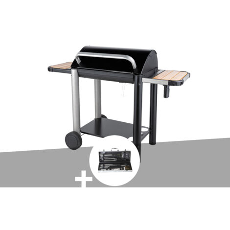 Barbecue charbon Vulcano 3000 + Malette 8 accessoires inox - Somagic (1/2)