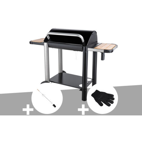 Barbecue charbon Vulcano 3000 + Kit tournebroche + Gant de protection - Somagic