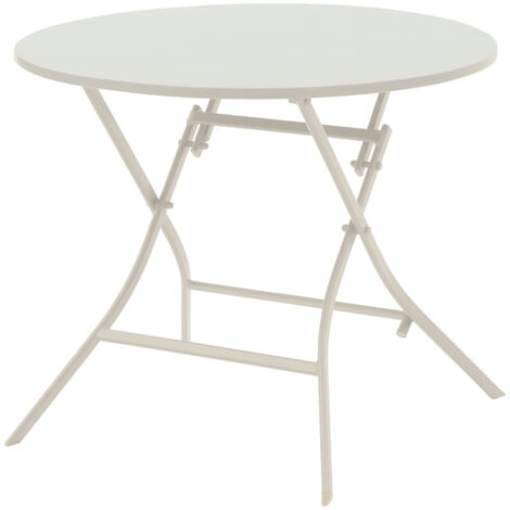 Hesperide – Table de jardin pliante ronde 4 places en acier traité époxy – Dimensions 85x71 cm – Résistante aux intempéries – Pliable et légère