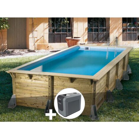 Kit piscine bois Ubbink Azura 5,05 x 3,50 x 1,26 m - Liner bleu + Poolican (1/3)
