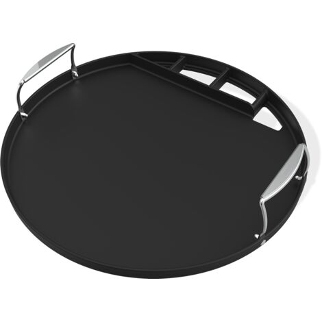Weber – Plancha en fonte émaillée pour barbecue à charbon 57 cm – Poignées en acier inoxydable – Rigole d'évacuation des graisses