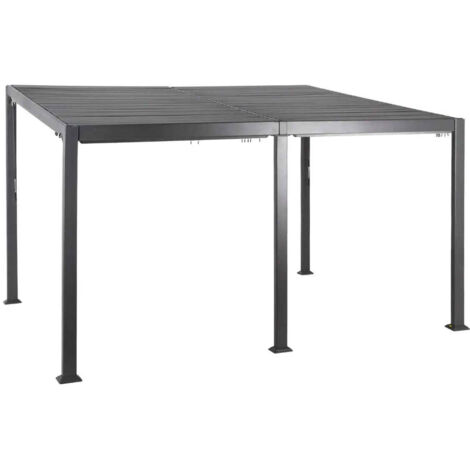 Hesperide – Pergola bioclimatique 4 x 3 m graphite en aluminium – Toit incliné avec lames orientables – Structure autoportée durable – Garantie 5 ans (1/4)