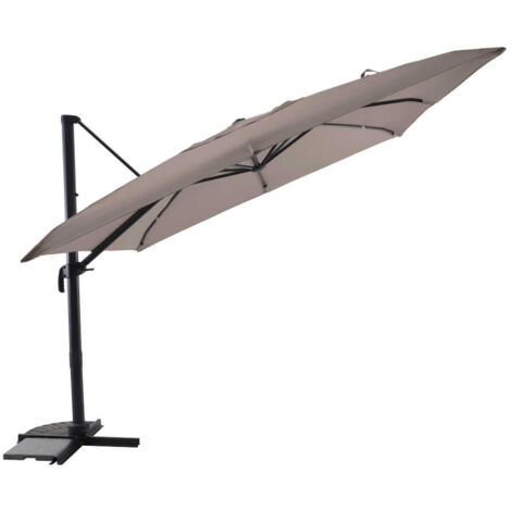 Parasol déportée 3 x 3 m inclinable 5 positions Taupe - Jardideco (1/2)