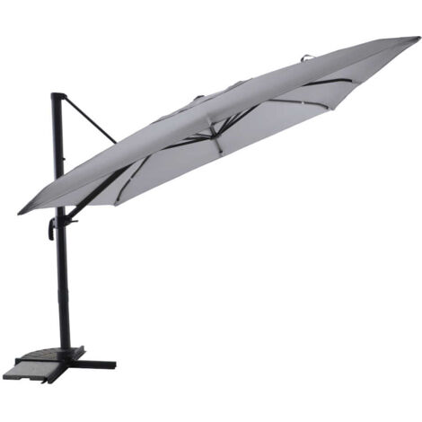 Parasol déportée 3 x 3 m inclinable 5 positions Gris clair - Jardideco (1/2)