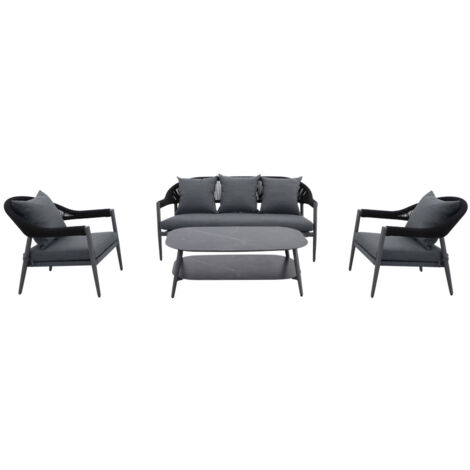 Salon de jardin Camarillo Gris en aluminium - 5 places - Jardideco (1/2)