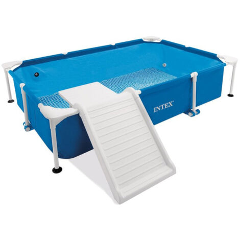 Intex – Piscine tubulaire rectangulaire pour animaux – Dimensions 2,29 x 1,52 m – Hauteur 0,46 m – Liner triple épaisseur – Épurateur à cartouche