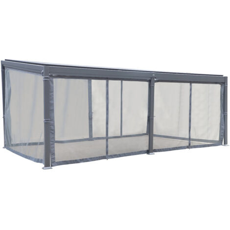 Hesperide – Moustiquaire pour pergola bioclimatique 6 x 3,5m – Polyester léger 35 g/m² – Installation facile avec bandes auto-agrippantes