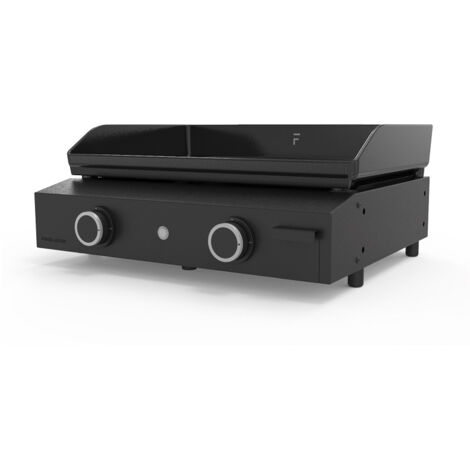 Forge Adour – Plancha à gaz 2 brûleurs 5 kW – Plaque fonte émaillée – Châssis acier noir – Dimensions 60,7 x 54,6 x 24 cm – Pour 8 à 10 personnes