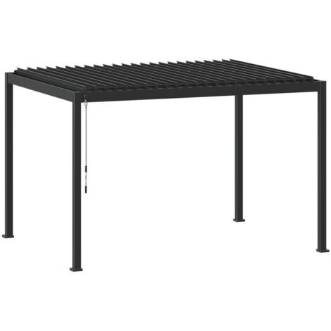 Hesperide – Pergola bioclimatique 4 x 3 m – Aluminium graphite – Lames orientables manuelles – Évacuation intégrée pour pluie