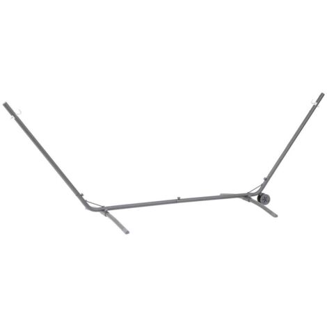 Hesperide – Pied réglable pour hamac 1 place – Acier traité époxy – Longueur réglable 295 à 317 cm – Roues intégrées pour déplacement facile (1/10)