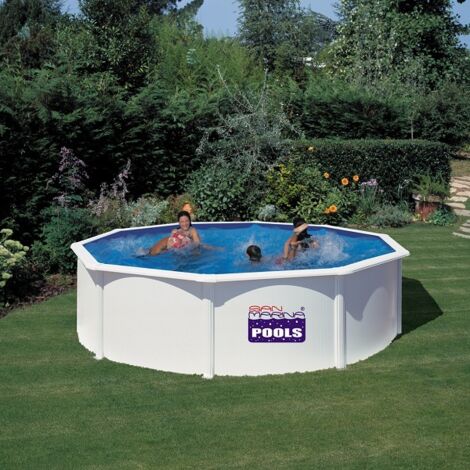Piscine acier blanc Fidji ronde 4,80 x 1,22 m - Gré (1/5)