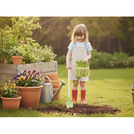 Rateau à feuilles en bois et métal vert pour enfant Esschert Design