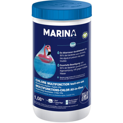 Chlore multifonction galets pour piscine jusqu'à 15 m³ 1,08 kg - Marina