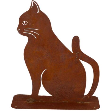 Animal de compagnie décoratif en métal rouillé Chat assis (1/2)