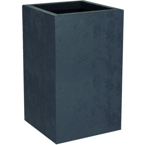 EDA – Pot de fleurs carré 36L en plastique gris anthracite – Dimensions 29.5 x 29.5 x 49.5 cm – Zone de rétention d'eau pour hydratation optimale