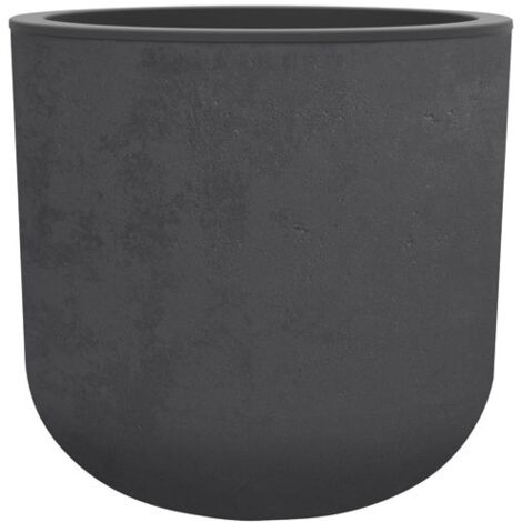EDA – Pot de fleurs rond Basalt Up – Ø 50 x 46 cm – 67 L – Gris anthracite – Résistant au gel et aux UV – Fabriqué en France