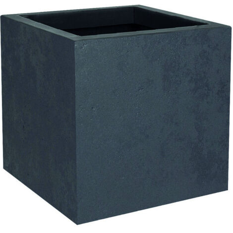 EDA – Pot de fleur carré basalt up gris 21 litres – Matériaux résistants – Adapté pour intérieur et extérieur – Pot à réserve d'eau