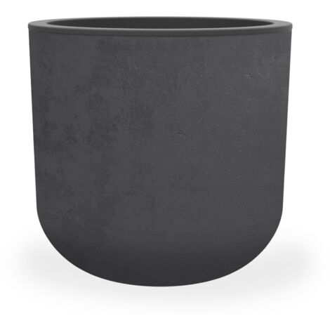 EDA - POT ROND 40 CM BASALT'UP 32,5 L - DÉCOR IMITATION BÉTON - SIMPLE PAROI - ZONE DE RÉTENTION D'EAU - Ø 38,5 X H.36,8 CM - GR