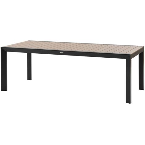 Hesperide – Table de jardin 8 places en aluminium effet bois honey et graphite – Traitement époxy anti-UV – Pour repas en extérieur moderne