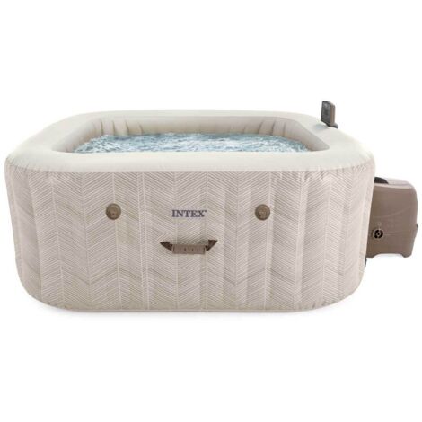 Intex – Spa gonflable PURE SPA CHEVRON 4 places – Dimensions 196x71cm – Fonction massage – Résistant aux intempéries – Installation rapide