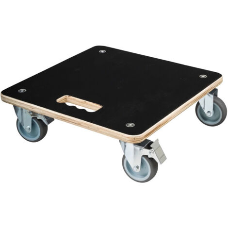 Tablette a roulettes pour plantes - NATURE - Chariot a plantes carré - Bois noir - 38x38 cm - Charge 250 kg