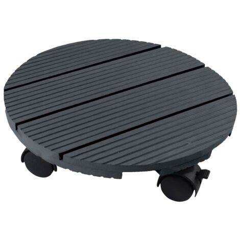 Support roulant - bois composite, coloris anthracite, charge maxi 50 kg, 4 roulettes - Ø30 cm - Nature