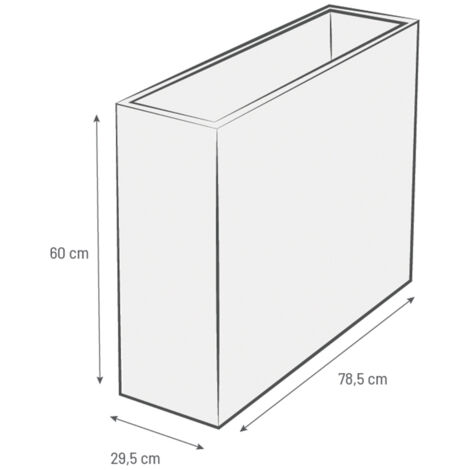 Jardinière rectangulaire Volcania effet pierre - 78,5 x 29,5 x 60 cm - 46 L - Gris galet - Eda