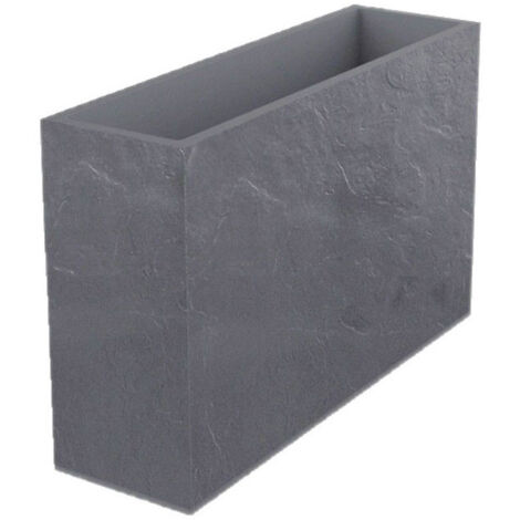 Jardinière rectangulaire Volcania effet pierre - 78,5 x 29,5 x 60 cm - 46 L - Gris galet - Eda