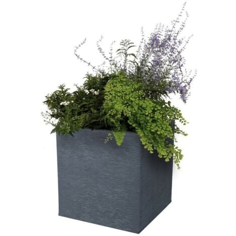 Jardinière carrée Graphit Up 29,5 x 29,5 x 29,5 cm - 21 L - Gris anthracite - Eda