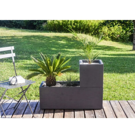 Jardinière carrée Graphit Up 29,5 x 29,5 x 29,5 cm - 21 L - Gris anthracite - Eda