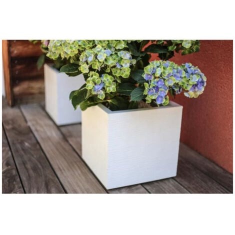 Jardinière carrée Graphit Up 29,5 x 29,5 x 29,5 cm - 21 L - Blanc cérusé - Eda