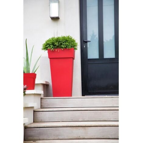 Pot de fleur carré Toscane 43 x H.80 cm - Rouge rubis - Eda