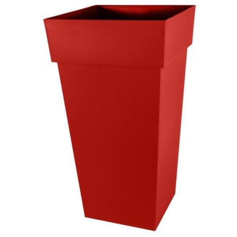 Pot de fleur carré Toscane 43 x H.80 cm - Rouge rubis - Eda
