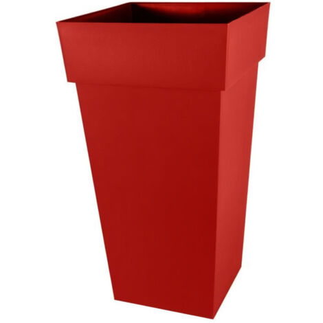 Pot de fleur carré Toscane 43 x H.80 cm - Rouge rubis - Eda